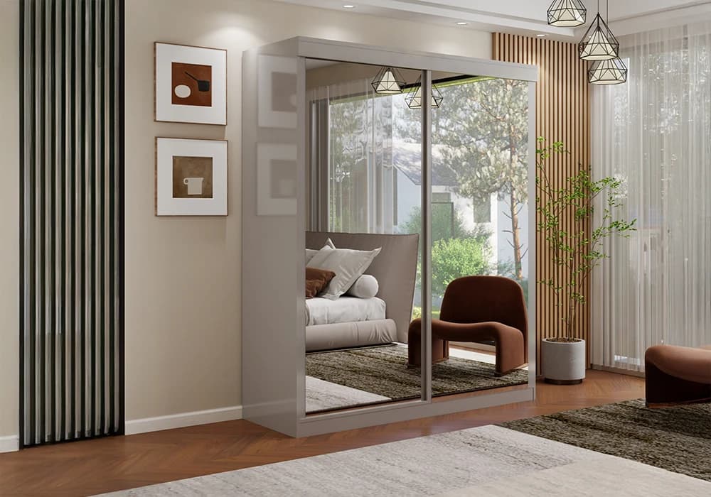 Armoire VISIO 2 Portes Coulissantes Avec Miroir - Image 1