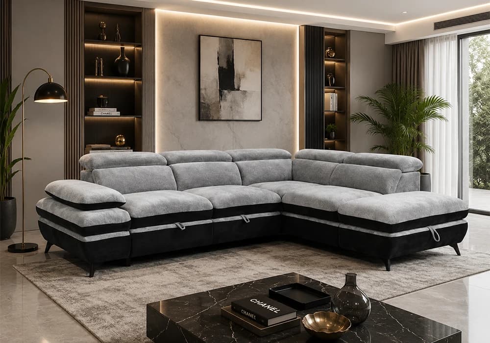Salon D'Angle Convertible FUNKY Gris - Image 1