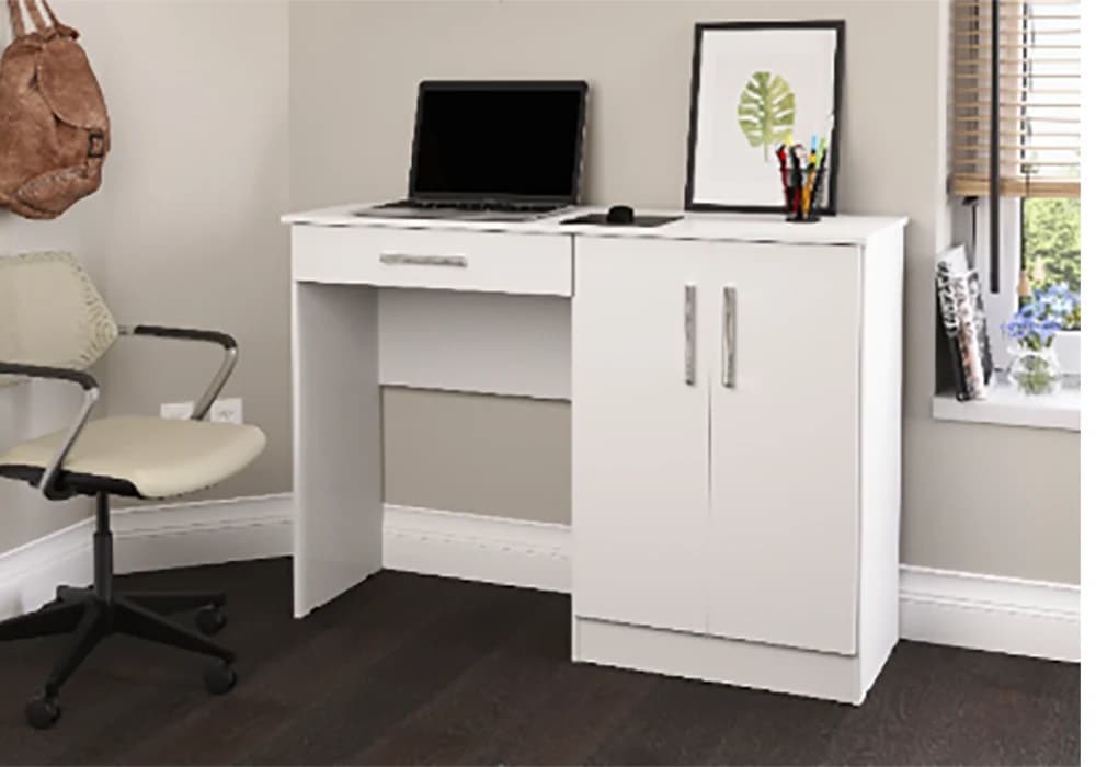 Bureau 2 Portes/1 Tiroir SPACE Blanc - Image 1