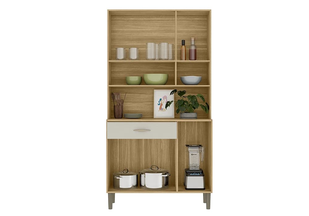 Buffet Cuisine GOLDEN PLUS 6 Portes/ 1 Tiroir Beige/Freijó - Image 2