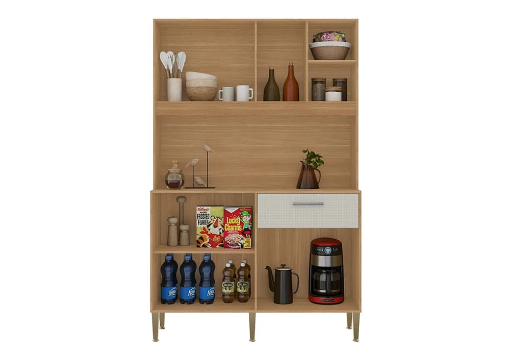 Buffet Cuisine LIV 5 Portes 1 Tiroir Beige/Freijó - Image 3