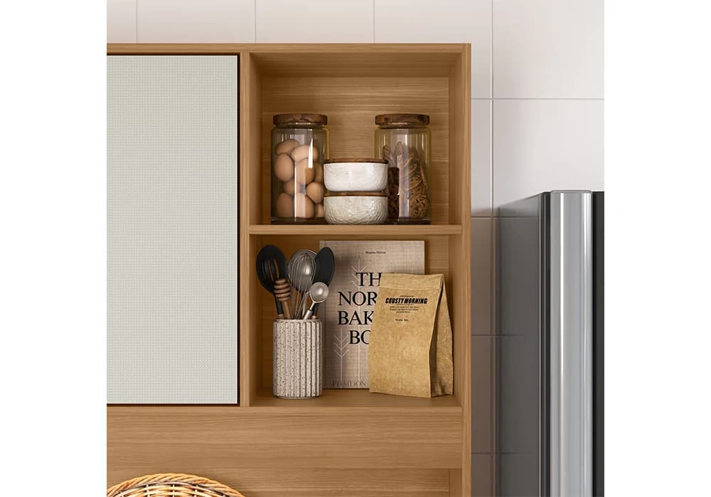 Buffet Cuisine ZEN 2 Portes/ 2 Tiroirs Freijó/Beige - Image 3