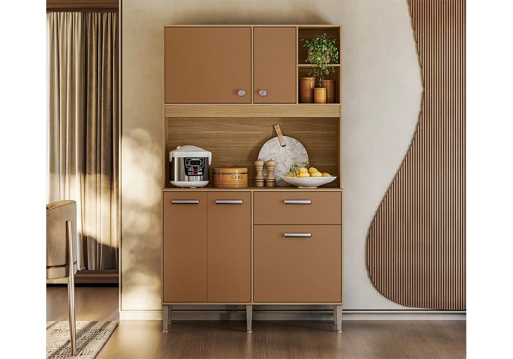 Buffet Cuisine LIV 5 Portes 1 Tiroir Terracotta/Freijó - Image 1