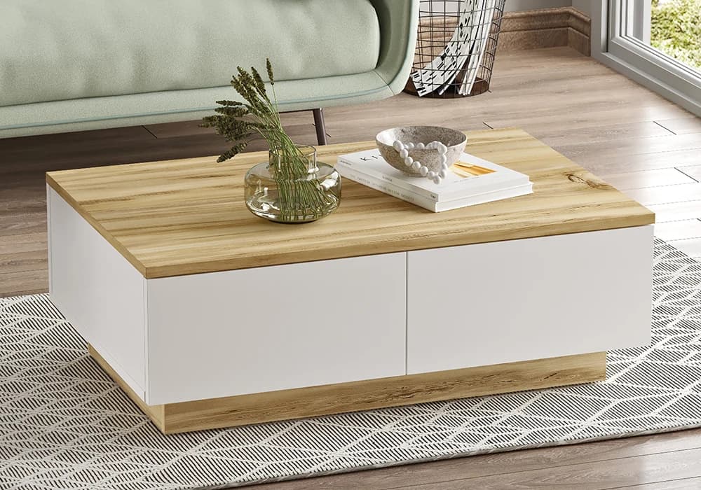 Table Salon 2 Portes Blanc / Chêne (Collection BLANCA) - Image 1