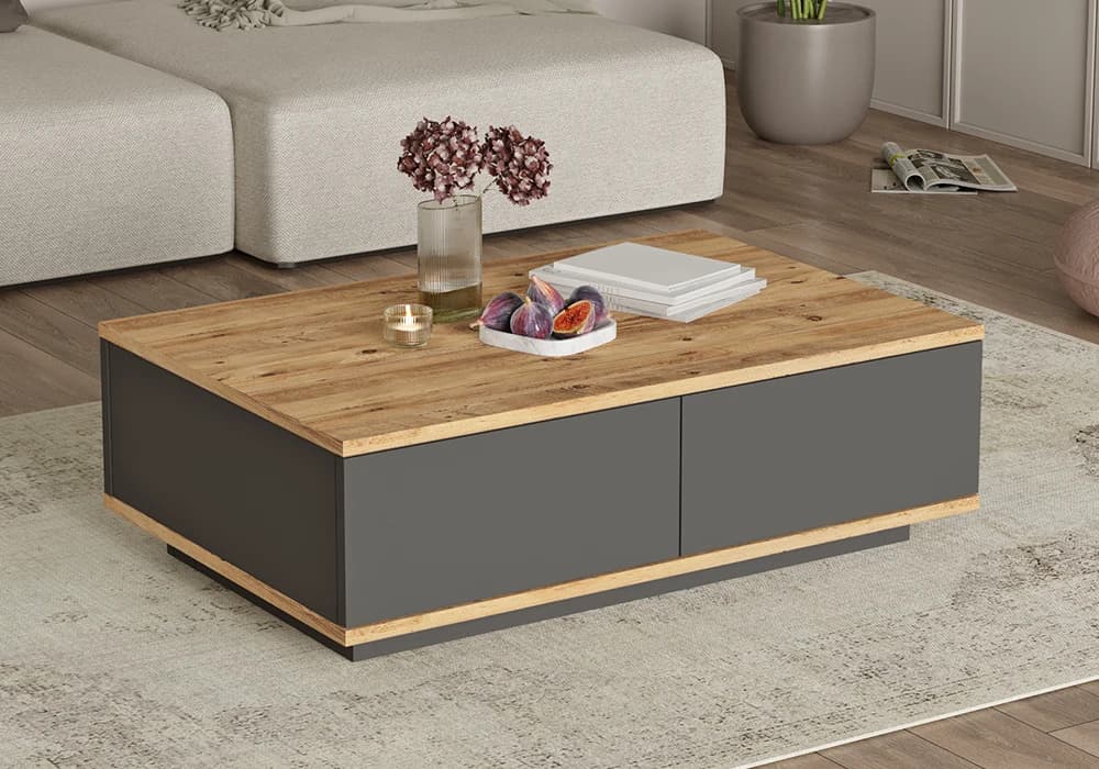 Table Salon Anthracite / Chêne (Collection BLANCA) - Image 1