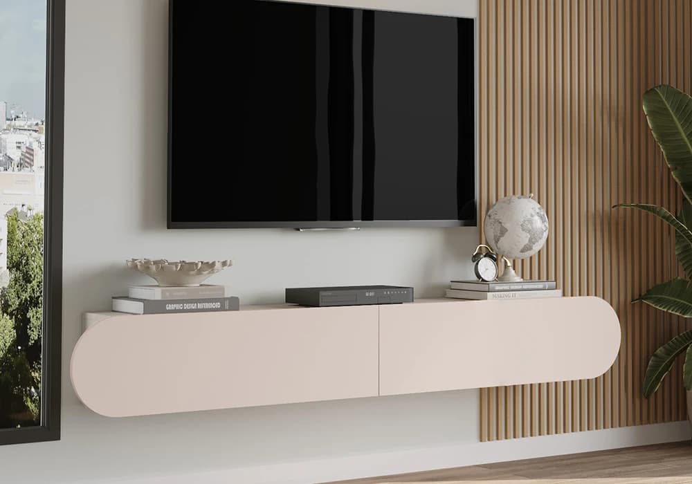 Meuble TV Suspendu RAFINIA Beige - Image 1