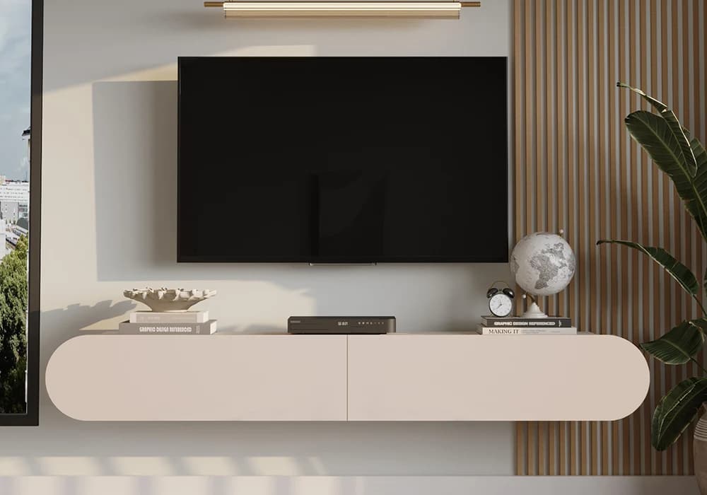 Meuble TV Suspendu RAFINIA Beige - Image 2