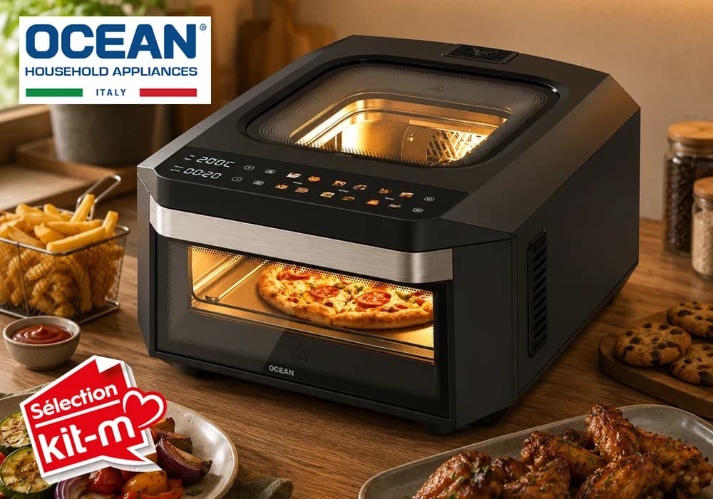 Four à Pizza XXL & Air Fryer Sans Huile OCEAN (OCAFMC21130D2WN) - Image 1