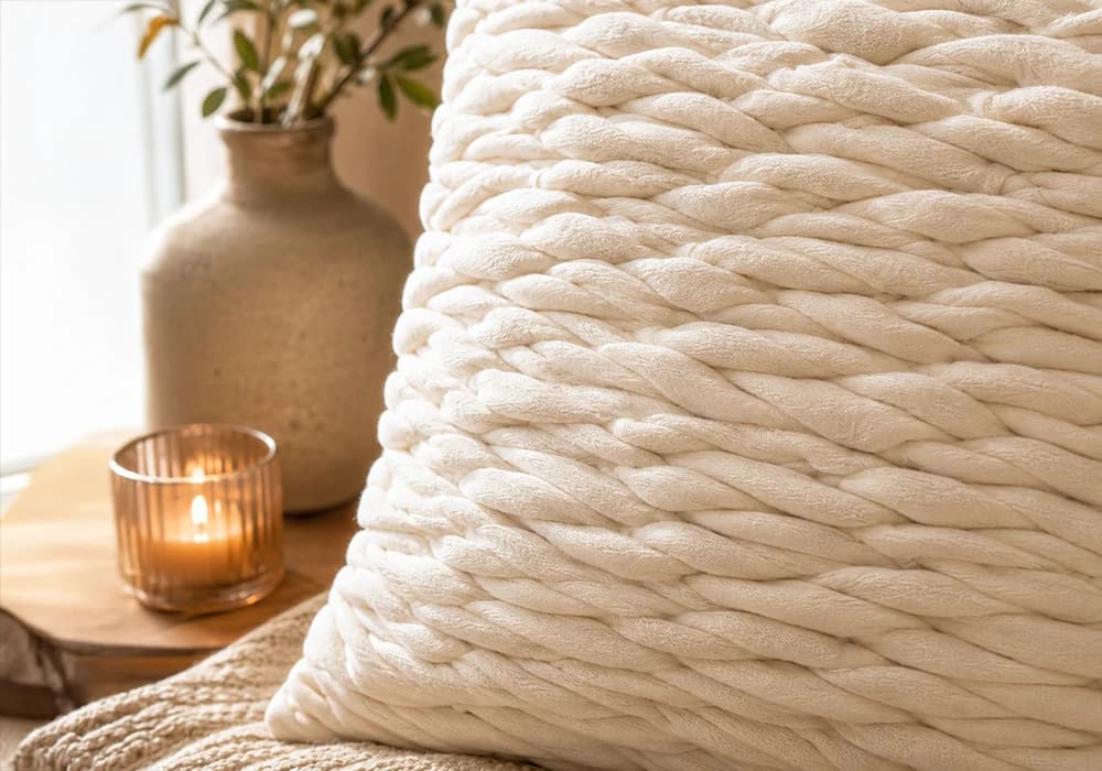 Coussin Décoratif Tressé Écru – 45 x 45 cm - Image 2