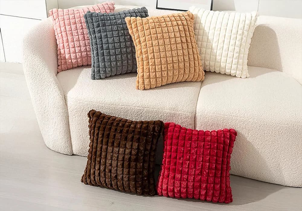 Coussin Décoratif  WINTER  Côtelé blanc – 45 x 45 cm - Image 1