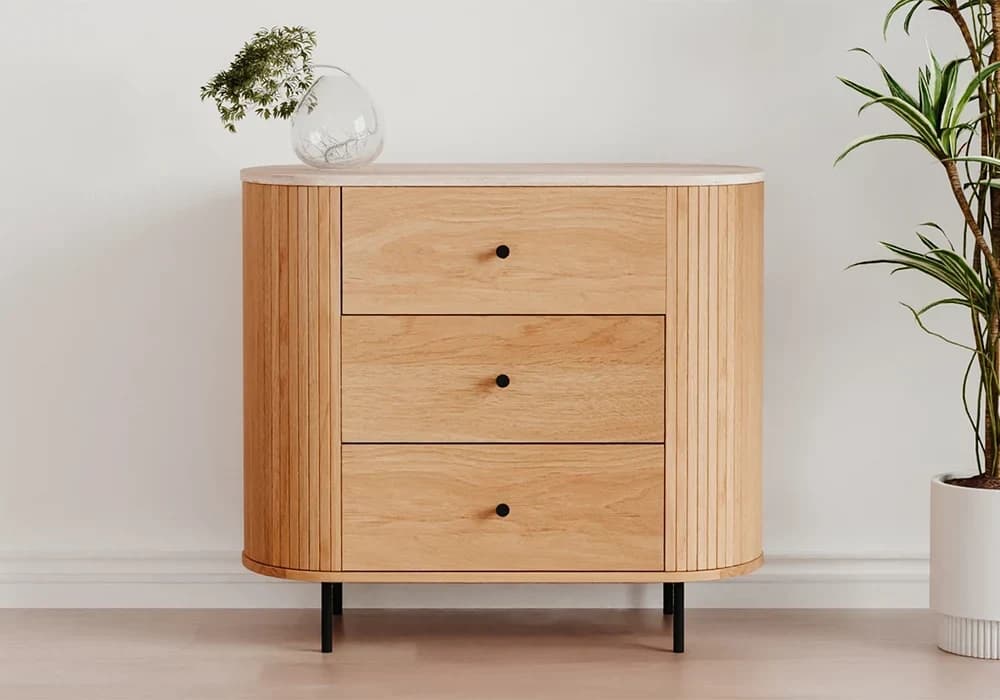 Commode FABIA 3 Tiroirs Chêne - Image 1