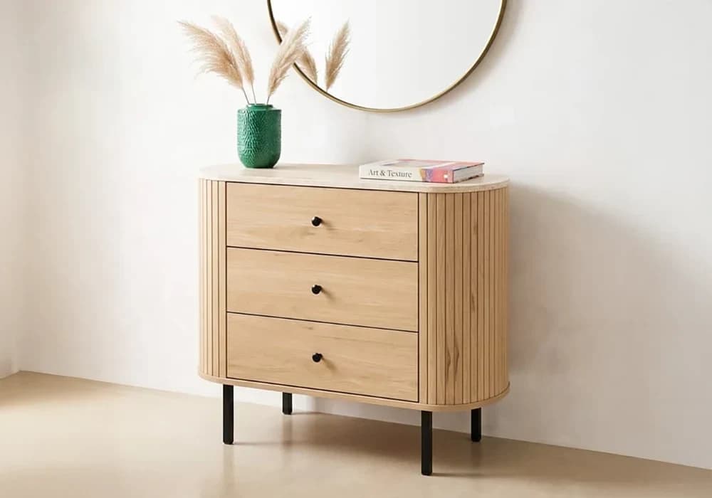 Commode FABIA 3 Tiroirs Chêne - Image 3