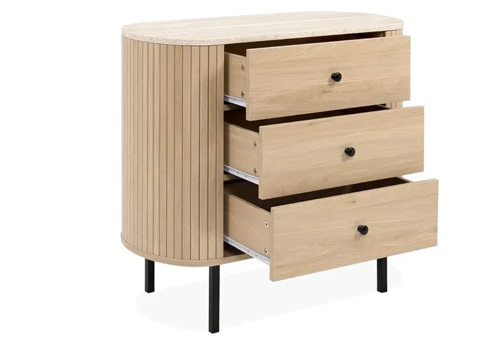 Commode FABIA 3 Tiroirs Chêne - Image 4
