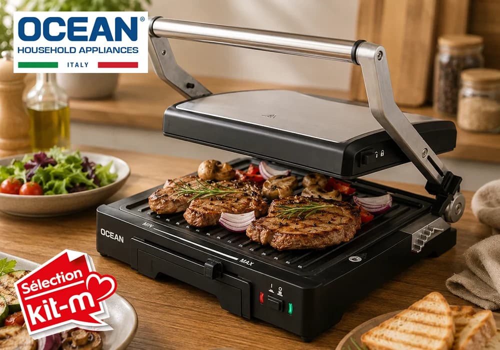 Grill Viande & Panini Multifonction 180° OCEAN (OCMG2000) - Image 1