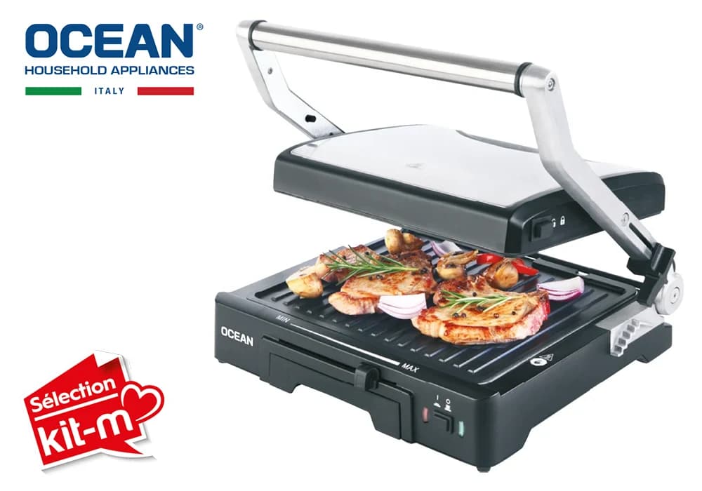 Grill Viande & Panini Multifonction 180° OCEAN (OCMG2000) - Image 2