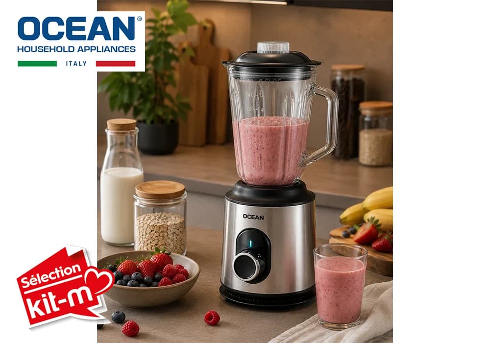 Blender Bol Verre 1.5L avec Moulin OCEAN (OCBL5515GXG) - Image 1
