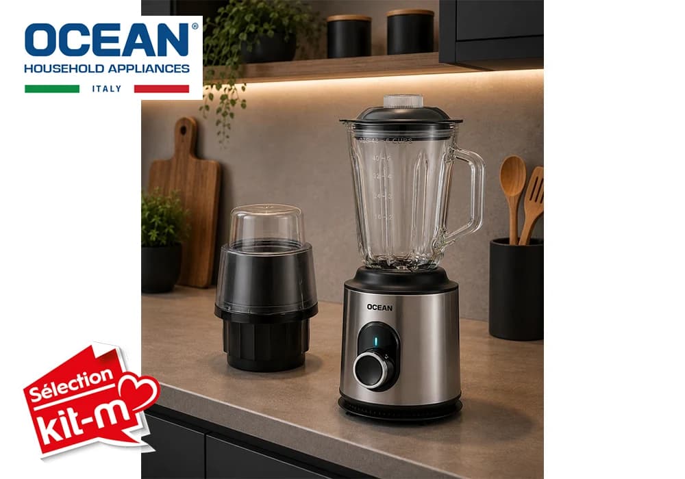 Blender Bol Verre 1.5L avec Moulin OCEAN (OCBL5515GXG) - Image 2