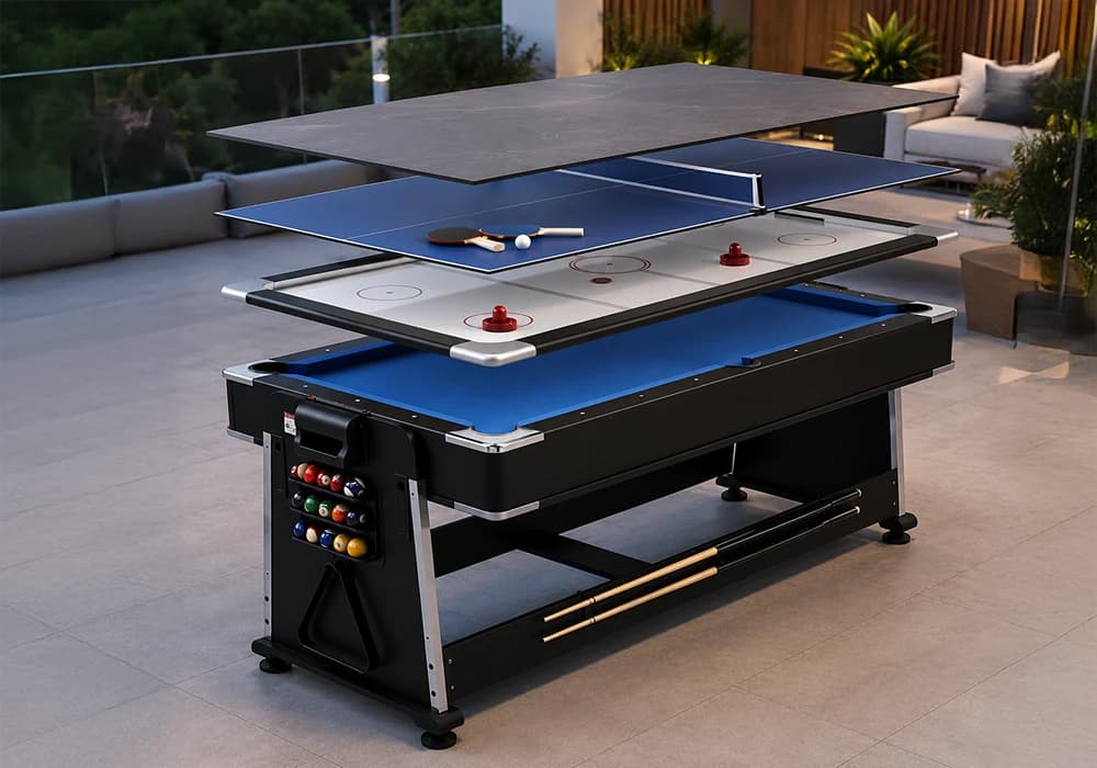 Table Repas Multifonction 4 en 1 – Table à Manger, Billard, Air Hockey & Ping-Pong - Image 1