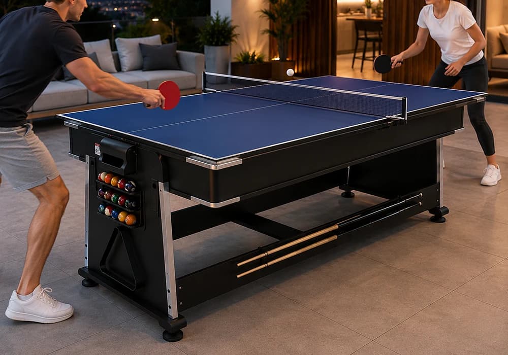 Table Repas Multifonction 4 en 1 – Table à Manger, Billard, Air Hockey & Ping-Pong - Image 3