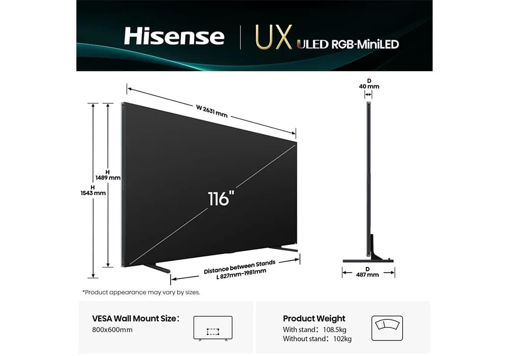 TV MINILED RGB 4K 165Hz - 116"- 293 cm HISENSE (116UXQ) - Image 3