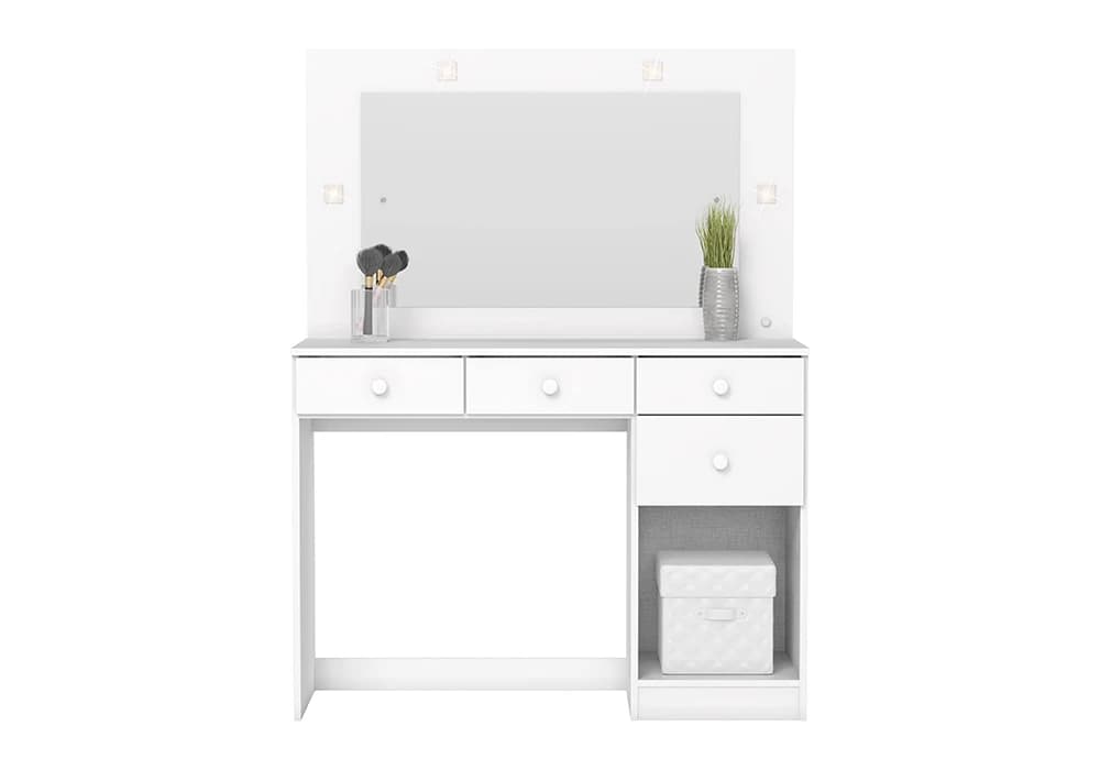 Coiffeuse CHANEL LED 4 Tiroirs/1 Porte Blanc - Image 2