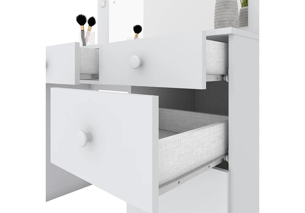 Coiffeuse CHANEL LED 4 Tiroirs/1 Porte Blanc - Image 3