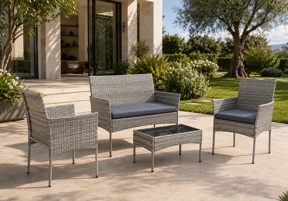 Salon de Jardin MADRID avec 1 Canapé 2 Places, 2 Fauteuils et 1 Table Basse - Image 2