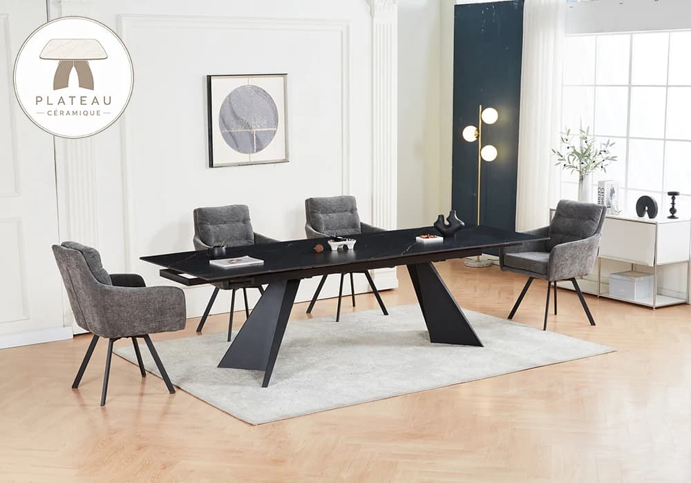Table Rectangulaire Extensible NOVARA Noir - Image 1