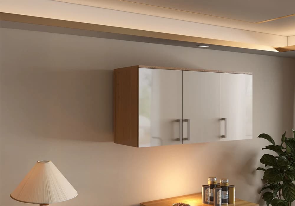 Meuble Haut 120 cm 3 Portes Beige (COLLECTION SELENA) - Image 1