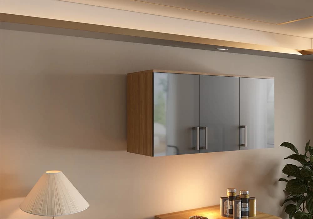 Meuble Haut 120 cm 3 Portes Gris (COLLECTION SELENA) - Image 1