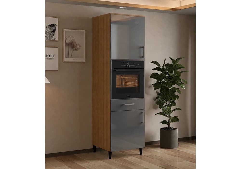 Meuble Four 60cm 2 Portes Gris (COLLECTION SELENA) - Image 1