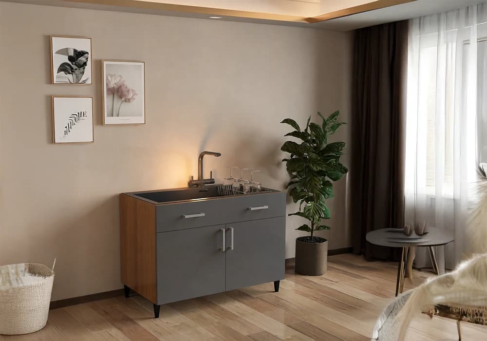 Meuble Bas Sous Évier 120 cm/ 2 Portes Gris (COLLECTION SELENA) - Image 2