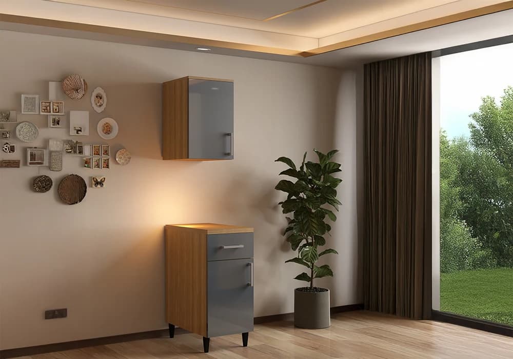 Meuble Haut 40 cm / 1 Porte Gris (COLLECTION SELENA) - Image 1