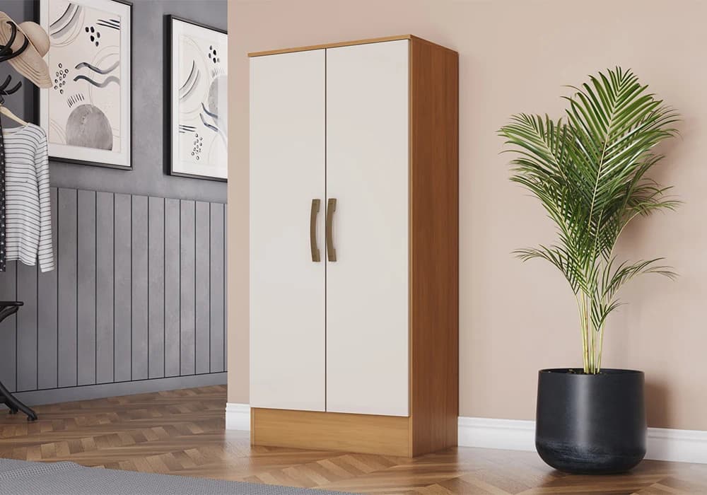 Armoire Chaussure MALIO 2 Portes Chêne/Blanc - Image 1
