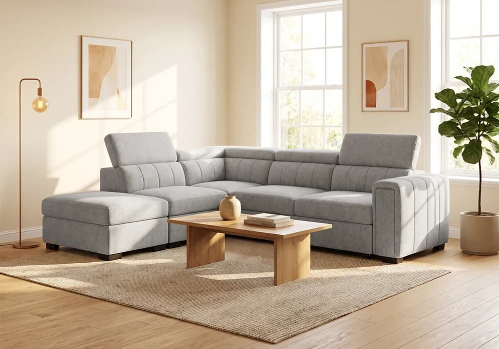 Salon D'Angle Convertible HARMONY Gris - Image 1