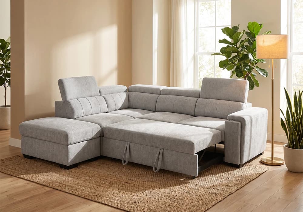 Salon D'Angle Convertible HARMONY Gris - Image 2