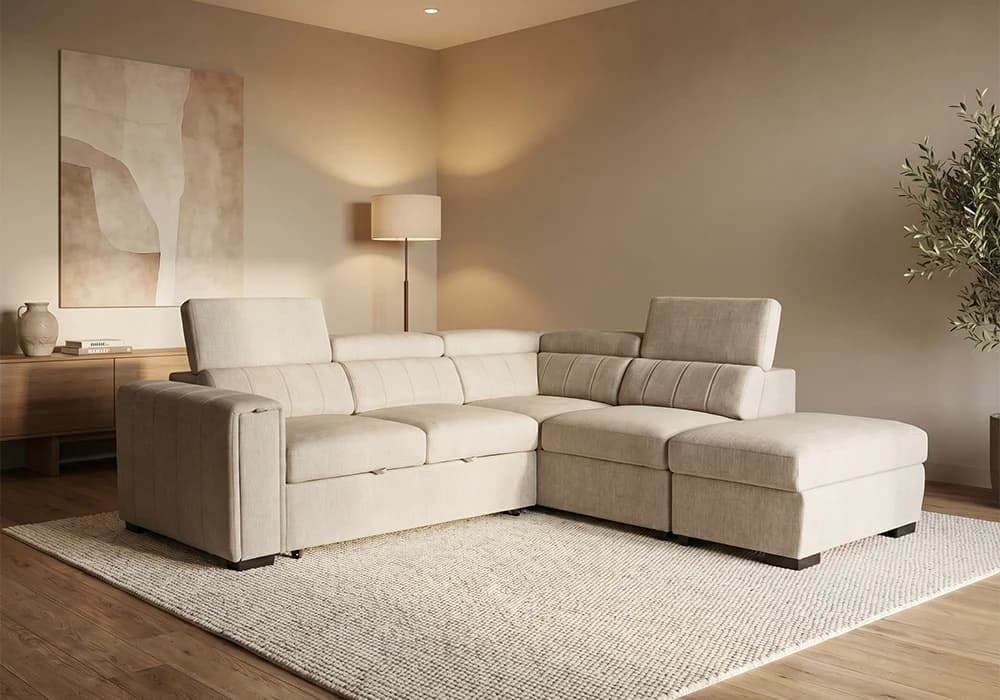 Salon D'Angle Convertible HARMONY Beige - Image 1