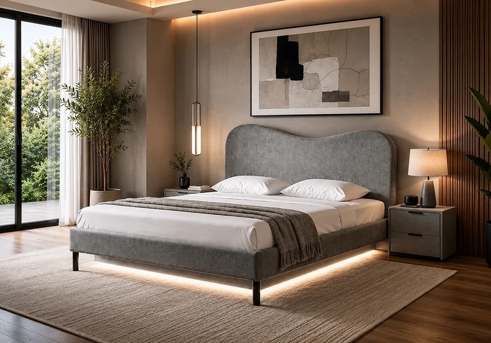 Lit ELYA 160x200 cm Gris - Image 1