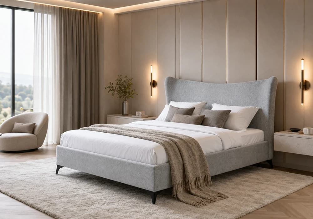 Lit ERIA 160x200 cm Gris - Image 1
