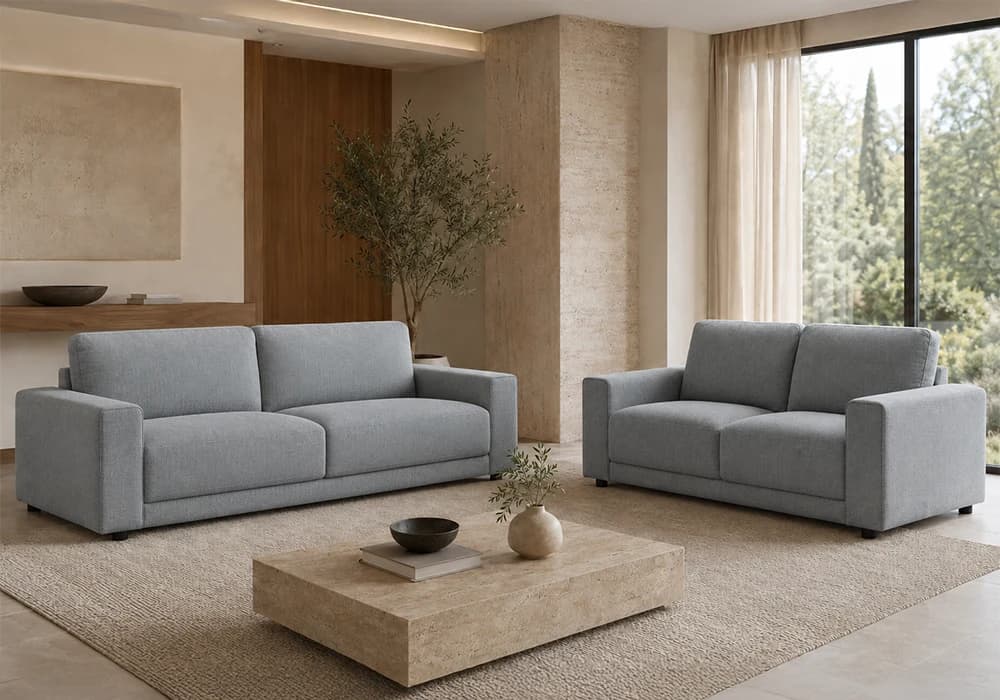 Salon 3 Places + 2 Places MILIA Gris - Image 1