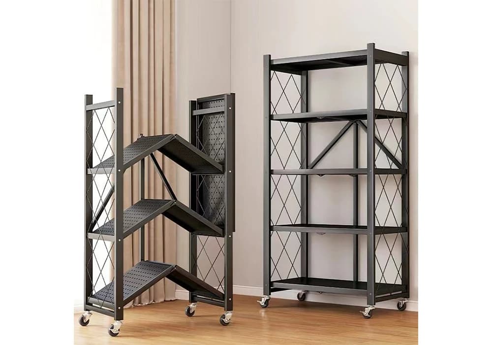 Étagère Métal Pliable 5 Niveaux Sur Roulettes - Image 2