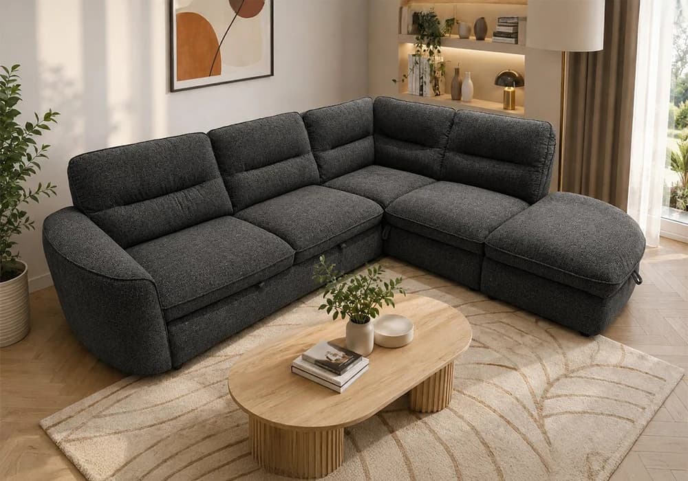 Salon D’Angle Convertible ZENIA Gris Foncé - Image 1