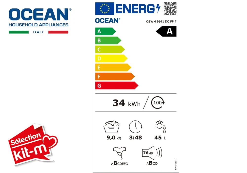 Lave-Linge 9KG PRO Inverter Vapeur OCEAN (OSWM9141DCFP7) - Image 4