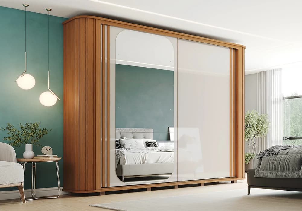 Armoire MOZZATE 2 Portes Coulissantes Réversibles avec Miroir - Image 2