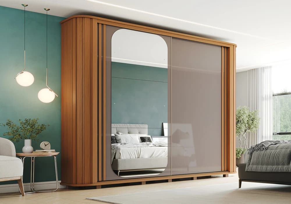 Armoire MOZZATE 2 Portes Coulissantes Réversibles avec Miroir - Image 1