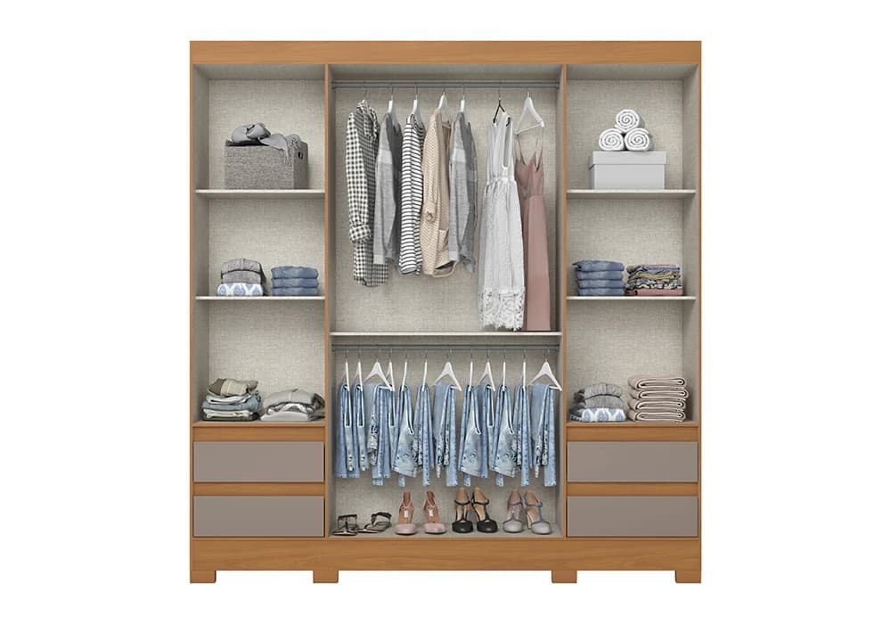 Armoire 4 Portes 4 Tiroirs avec Miroir - Image 2