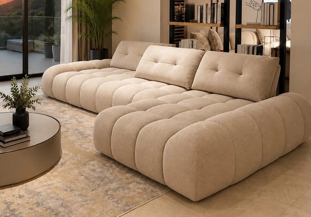 Salon D’Angle PERIO Beige Avec Dossier Avance/ Recule - Image 1