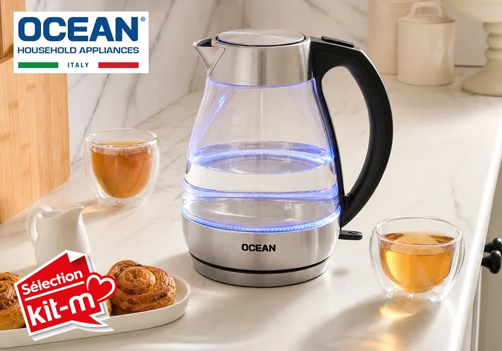 Bouilloire Électrique en Verre 1,7 L 2200 W Ocean (OCKT2217XG) - Image 2