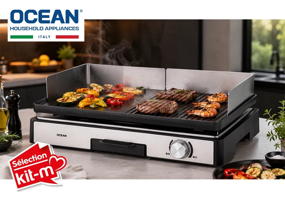 Plancha Électrique Réversible 1800W Ocean (OCEGY1801NX) - Image 2