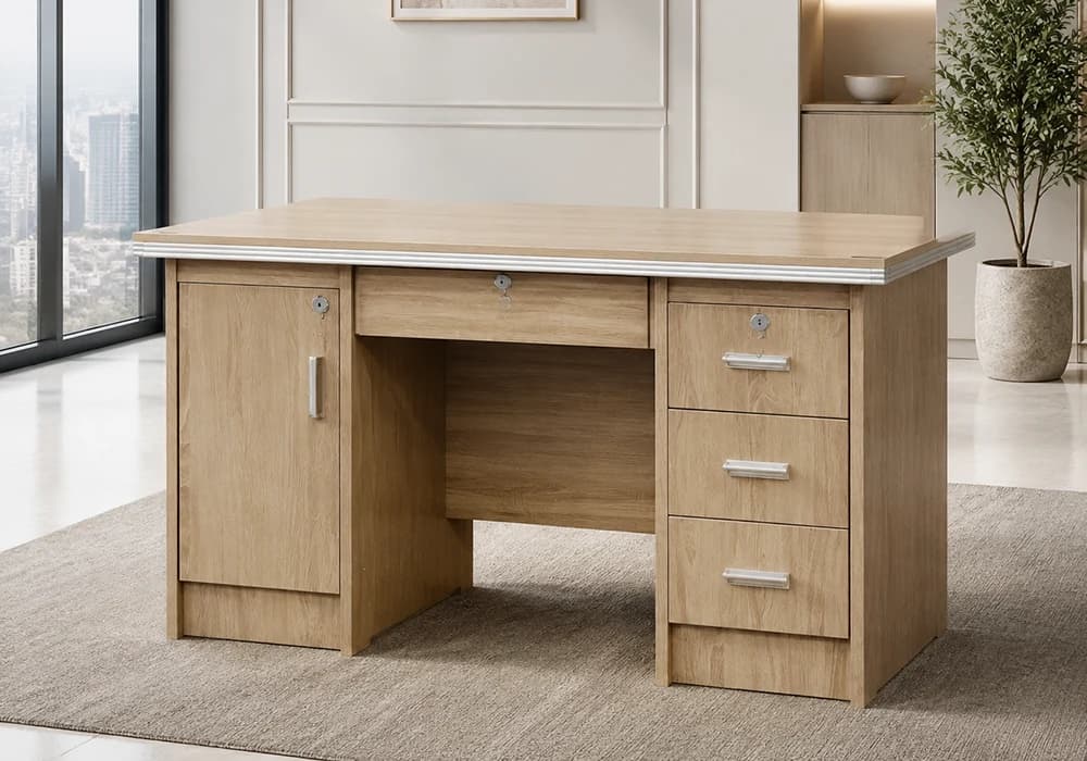 Bureau Droit CLASSIO Avec 4 Tiroirs Sécurisés/ 1 Porte - Image 1